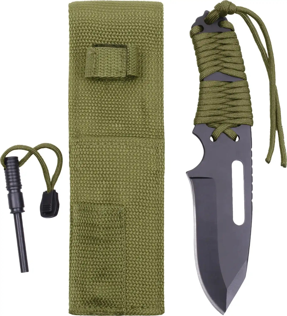 Rothco Large Paracord Knife with Fire Starter Olive Drab