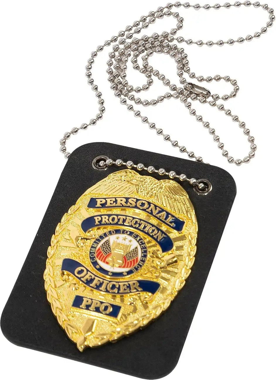 Rothco Low Profile Leather Badge Holder with Chain