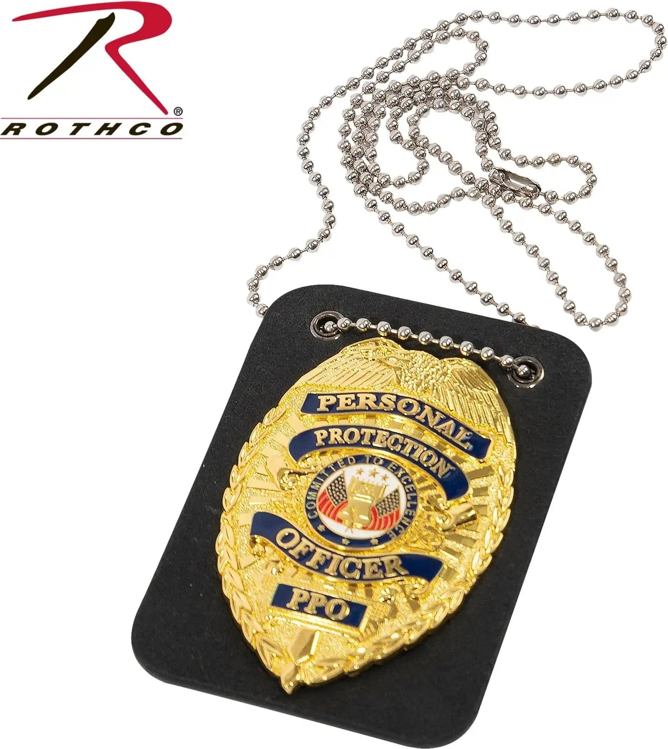 Rothco Low Profile Leather Badge Holder with Chain