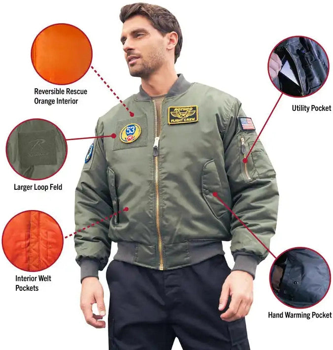 Rothco Ma 1 Flight Jacket with Patches