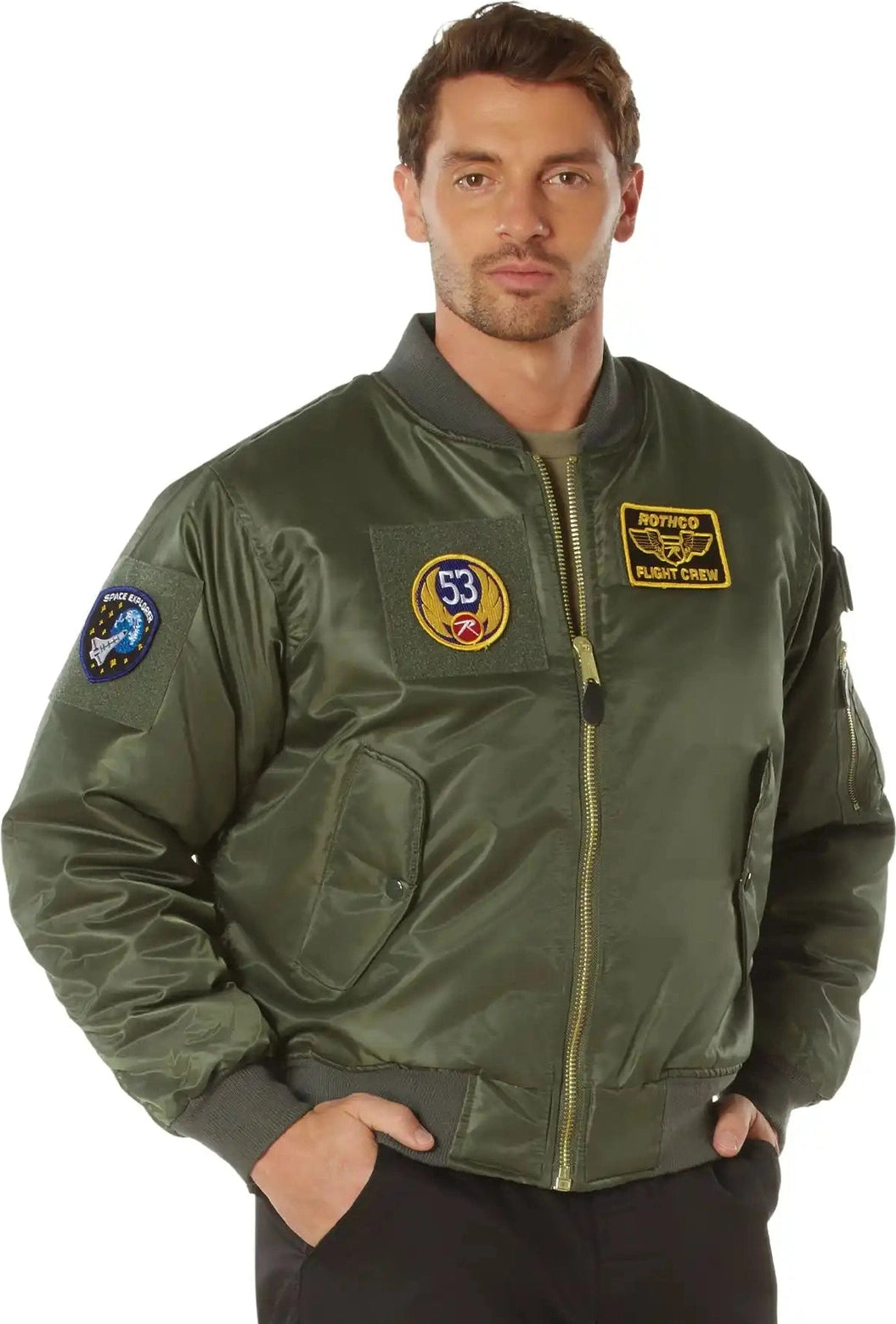 Rothco Ma 1 Flight Jacket with Patches Sage Green / Xs
