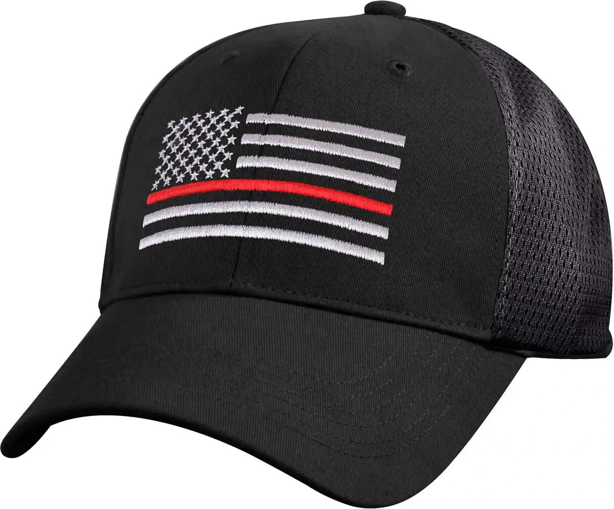 Rothco Mesh Back Thin Red Line Tactical Cap Black / one Size