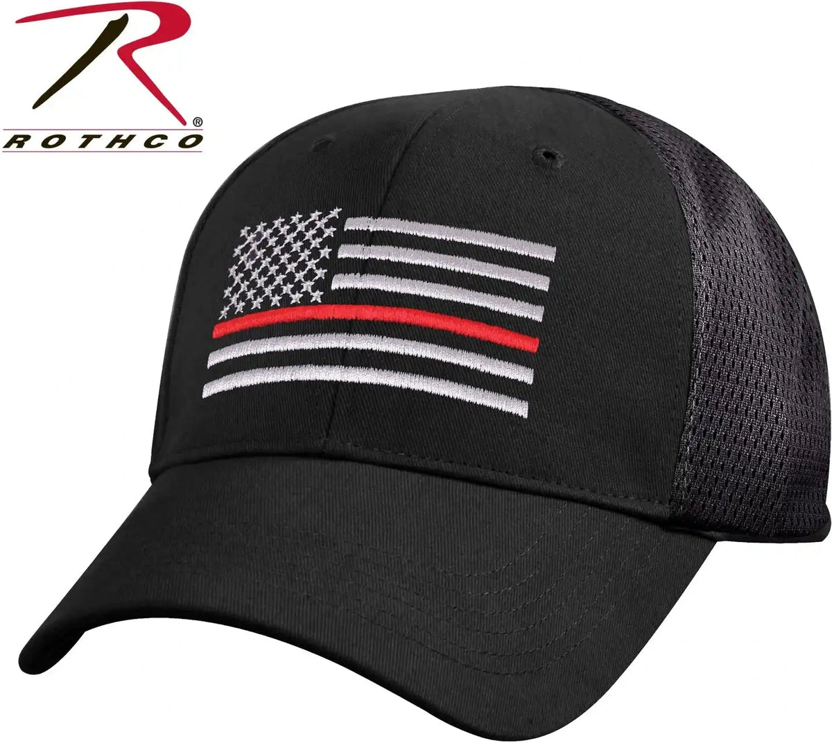 Rothco Mesh Back Thin Red Line Tactical Cap Black / one Size