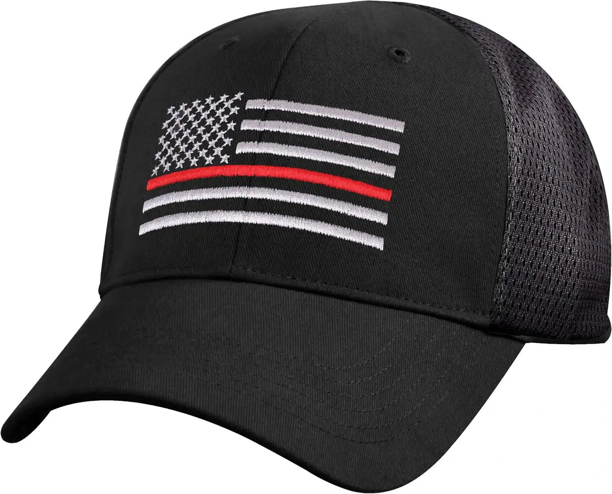 Rothco Mesh Back Thin Red Line Tactical Cap Black / one Size