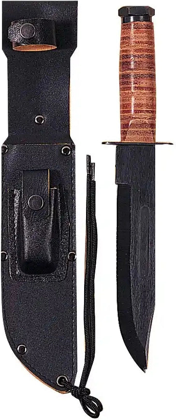 Rothco Military Fighting Utility Knife with Leather Handle
