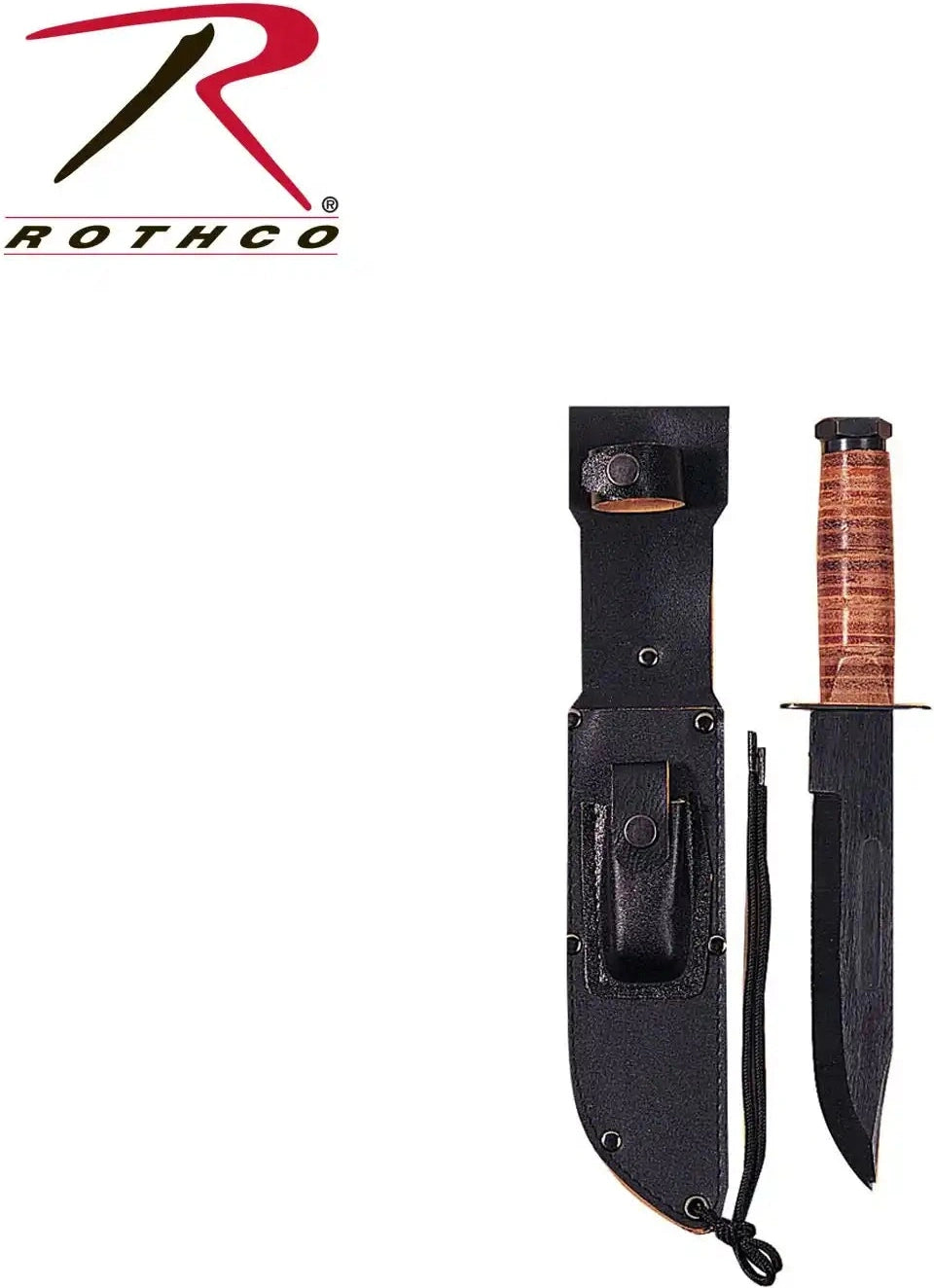Rothco Military Fighting Utility Knife with Leather Handle