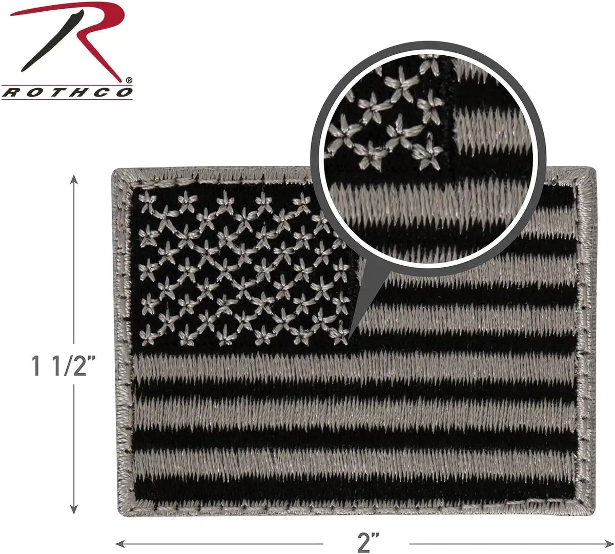 Rothco Mini us Flag Patch with Hook Back Black / Silver / Normal / one Size