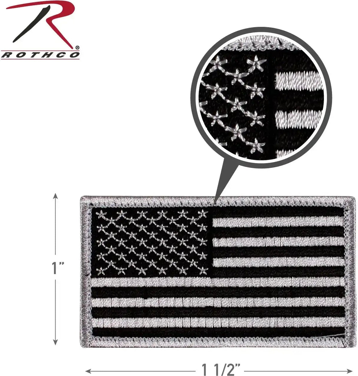 Rothco Mini us Flag Patch with Hook Back Black / Silver / Normal / one Size