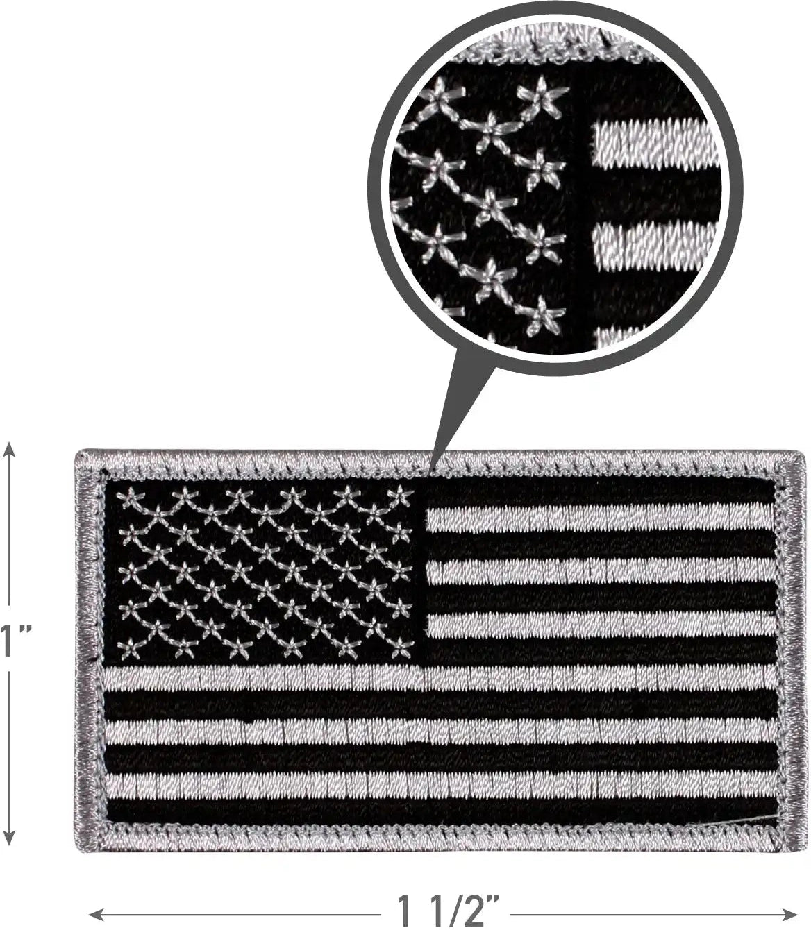 Rothco Mini us Flag Patch with Hook Back Black / Silver / Normal / one Size