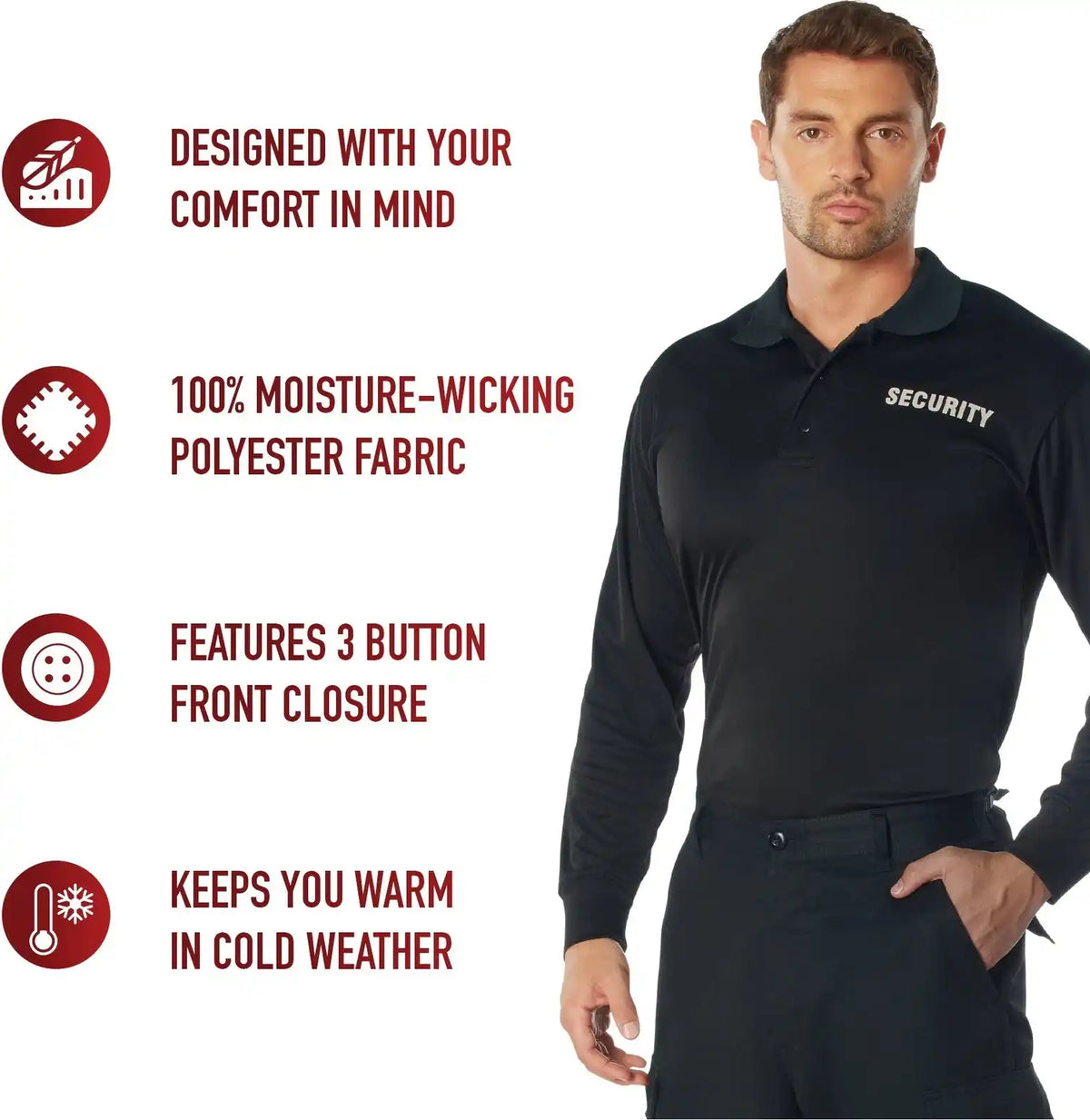 Rothco Moisture Wicking Long Sleeve Security Polo