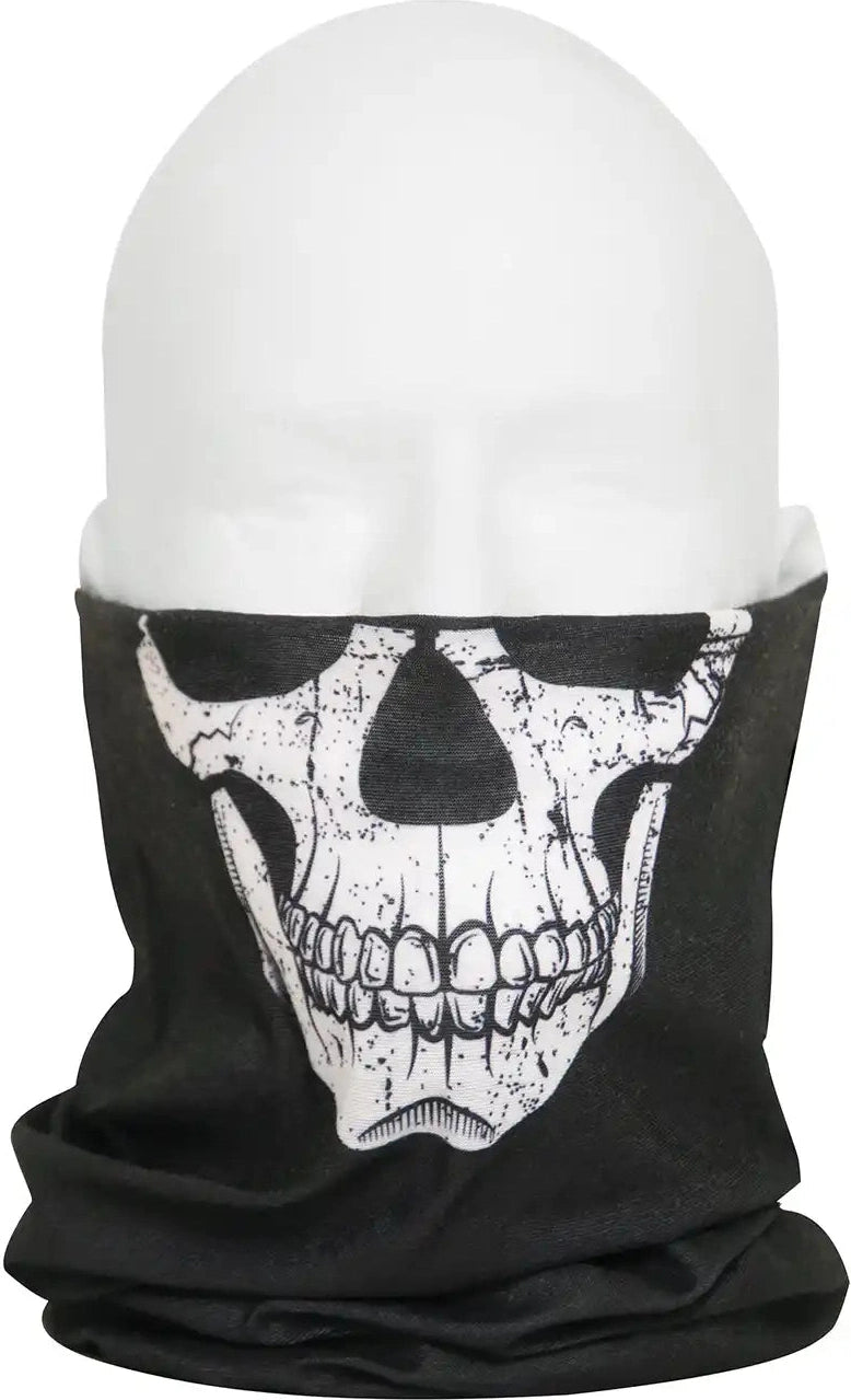 Rothco Multi use Neck Gaiter and Face Covering Tactical Wrap Skull Print Black / one Size