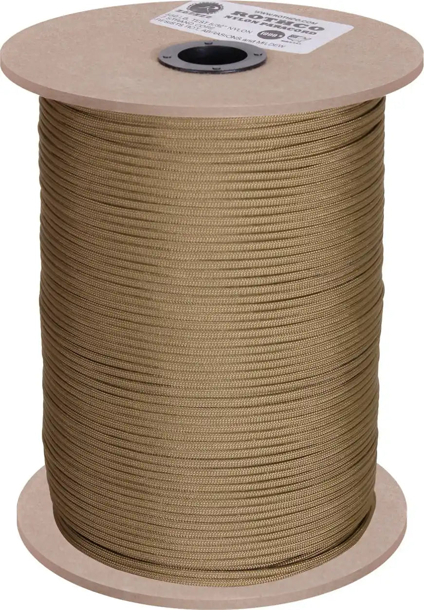 Rothco Nylon Paracord 550lb 1000 Foot Spool - Coyote Brown