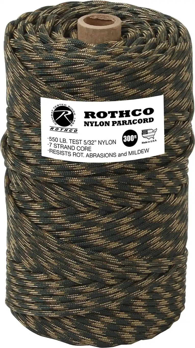 Rothco Nylon Paracord 550lb 300 Ft Tube Woodland Camo