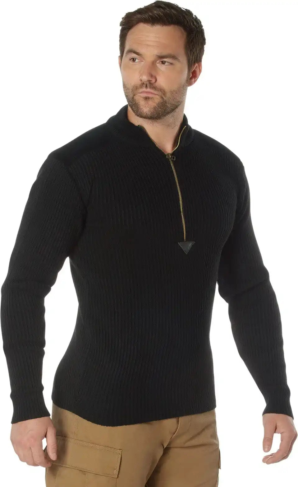 Rothco Quarter Zip Acrylic Commando Sweater - Black / s
