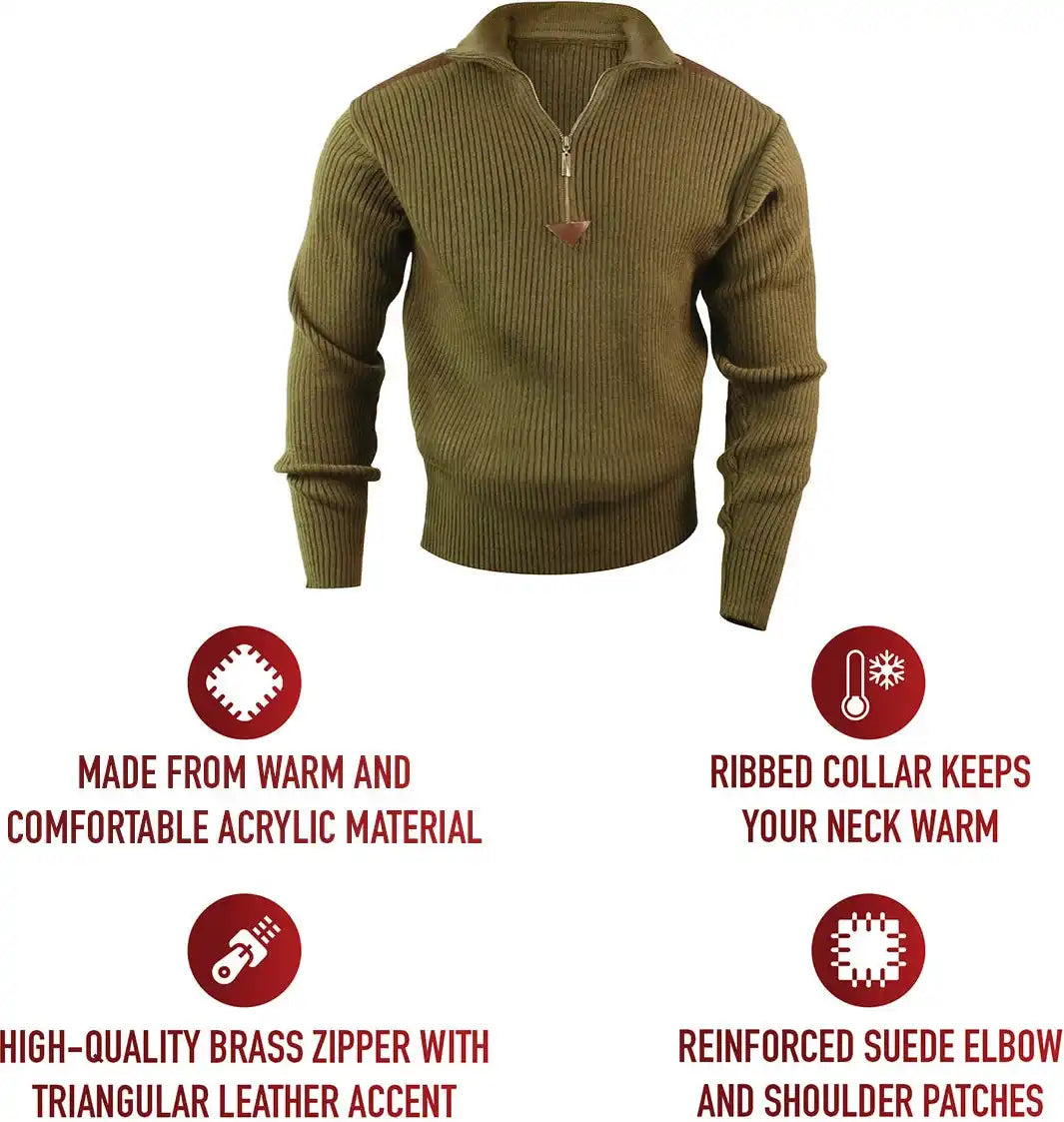 Rothco Quarter Zip Acrylic Commando Sweater