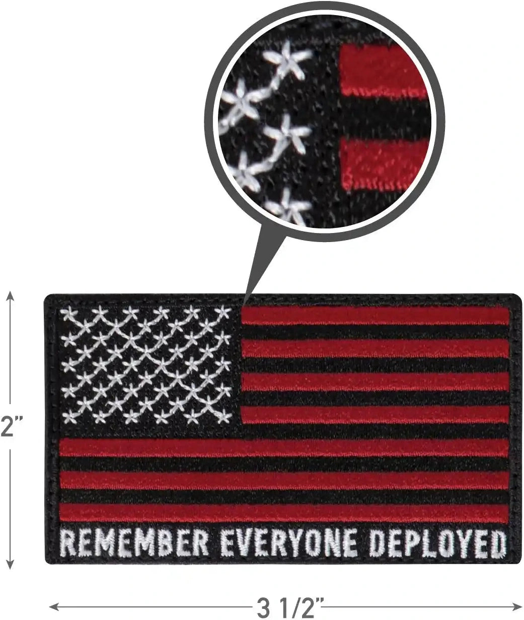 Rothco R.e.d. (remember Everyone Deployed) Flag Patch with Hook Back Black / Red / one Size