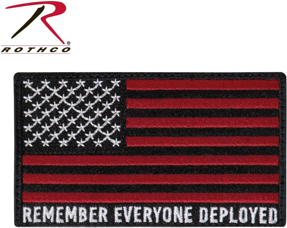 Rothco R.e.d. (remember Everyone Deployed) Flag Patch with Hook Back Black / Red / one Size