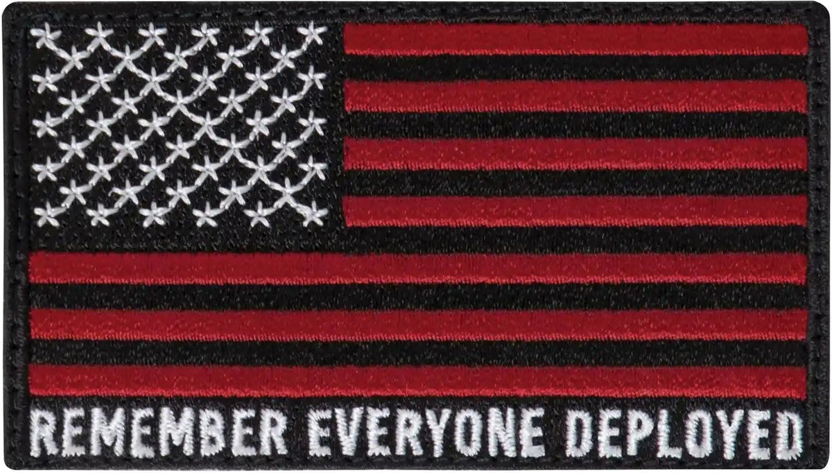 Rothco R.e.d. (remember Everyone Deployed) Flag Patch with Hook Back Black / Red / one Size