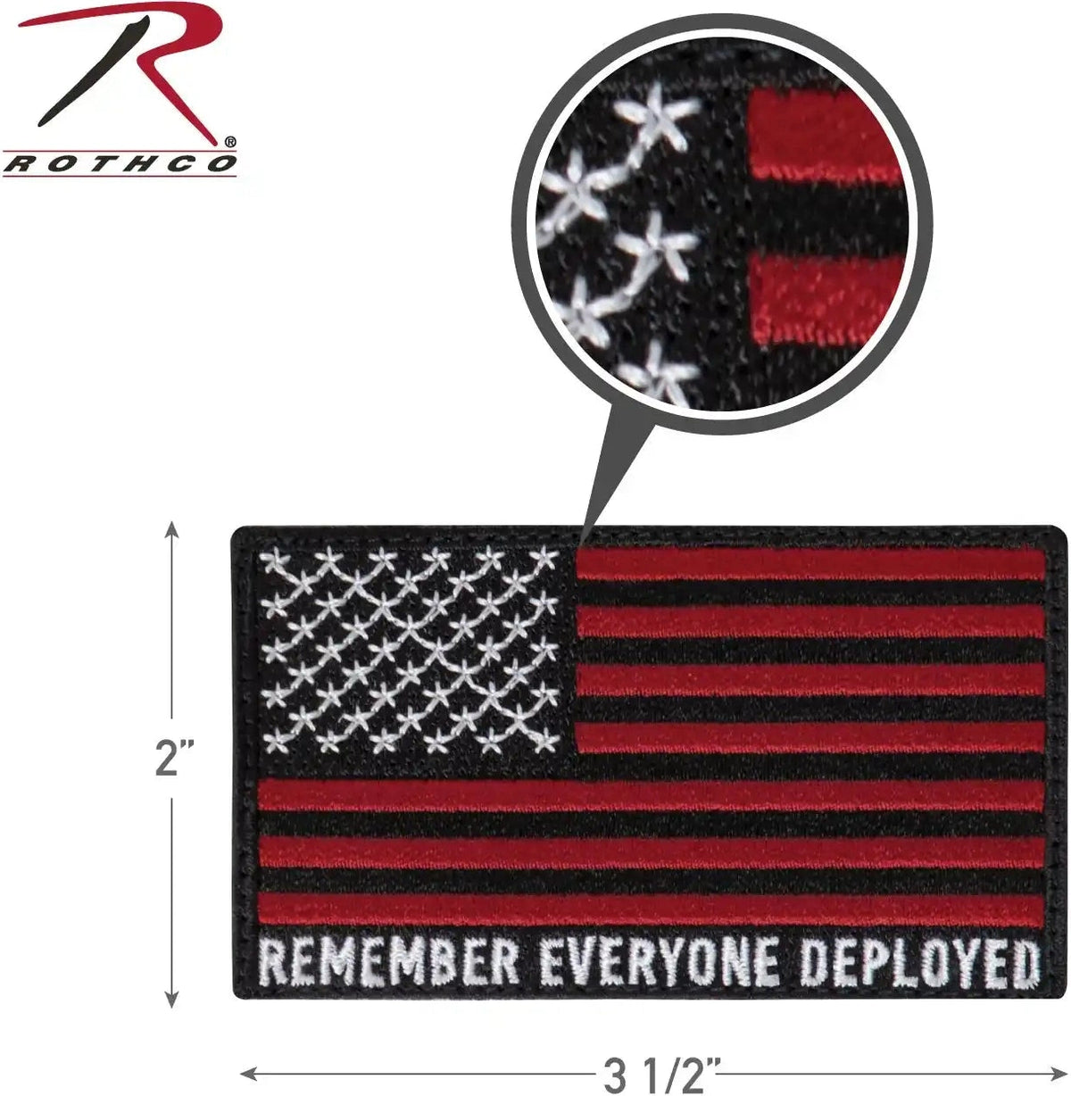 Rothco R.e.d. (remember Everyone Deployed) Flag Patch with Hook Back Black / Red / one Size