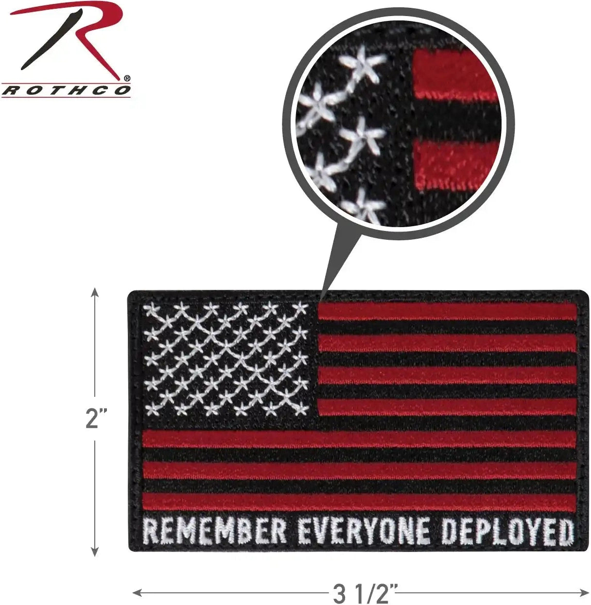 Rothco R.e.d. (remember Everyone Deployed) Flag Patch with Hook Back Black / Red / one Size