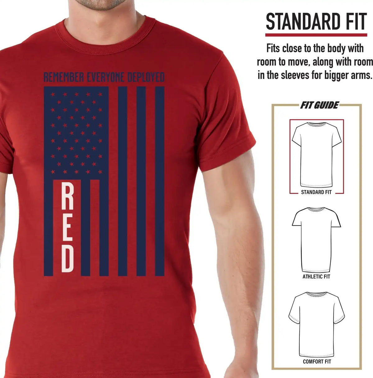 Rothco R.e.d. (remember Everyone Deployed) t Shirt with Solid Blue Flag