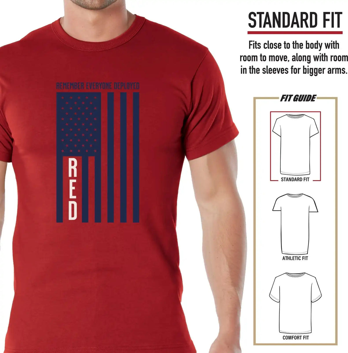Rothco R.e.d. (remember Everyone Deployed) t Shirt with Solid Blue Flag
