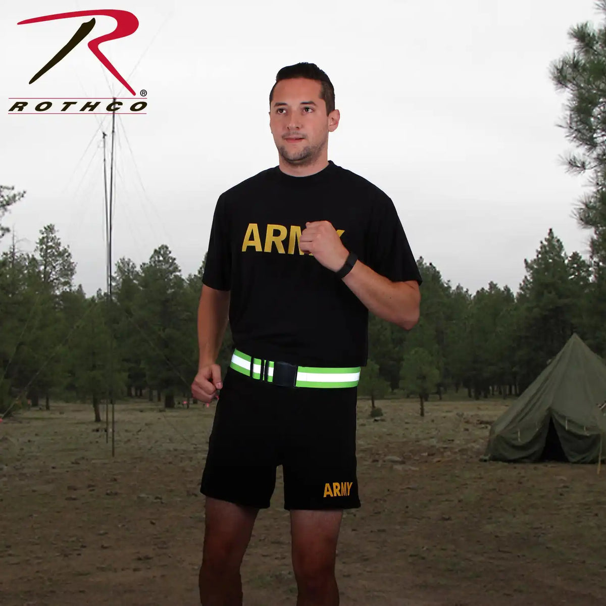 Rothco Reflective Elastic Pt Physical Training Belt Safety Green / one Size