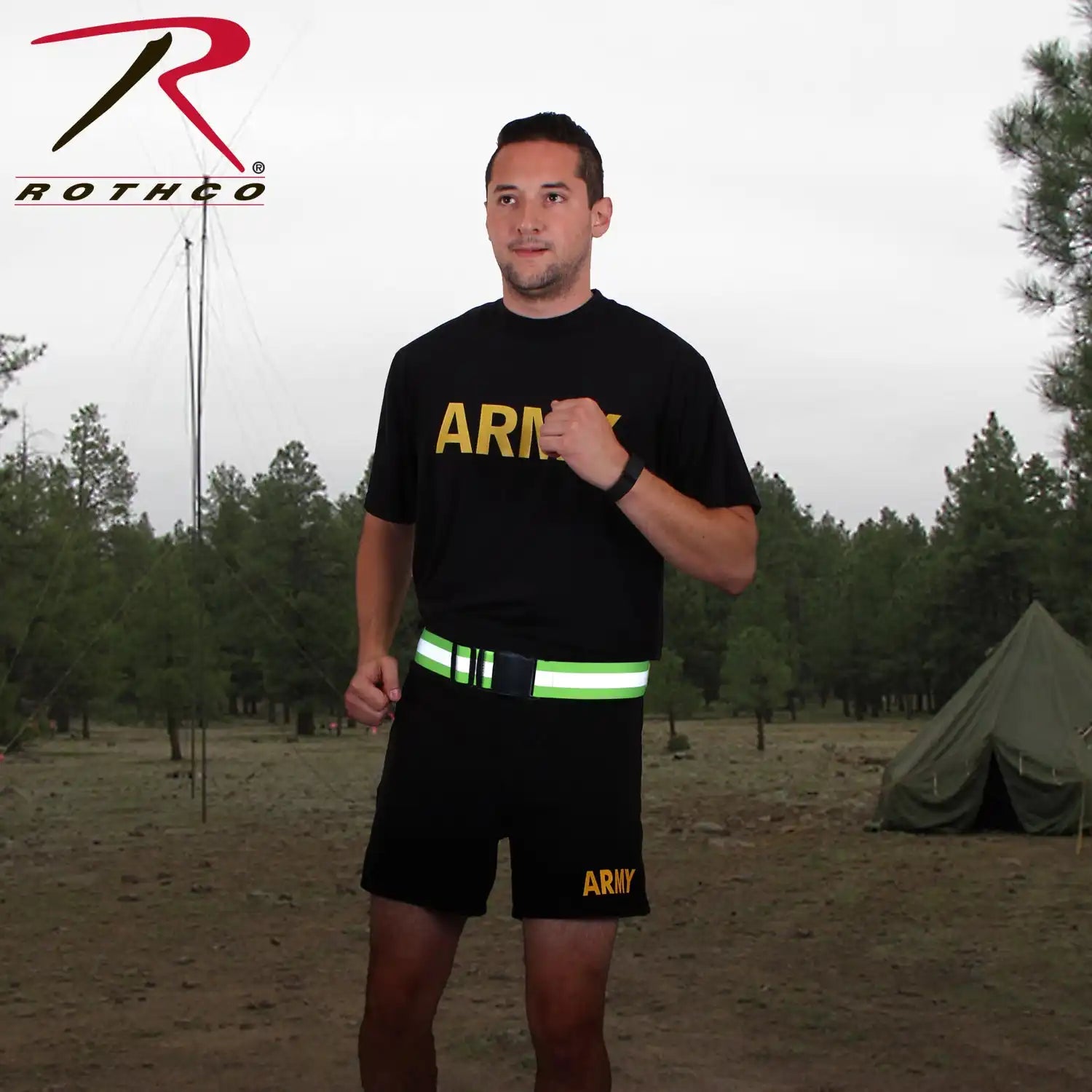 Rothco Reflective Elastic Pt Physical Training Belt Safety Green / one Size