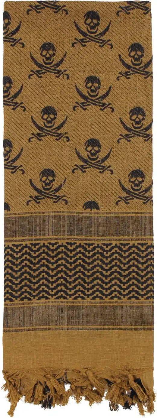Rothco Skulls Shemagh Tactical Desert Keffiyeh Scarf Coyote Brown / one Size