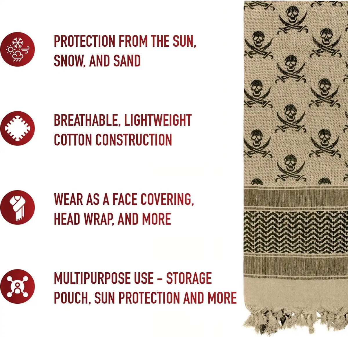 Rothco Skulls Shemagh Tactical Desert Keffiyeh Scarf