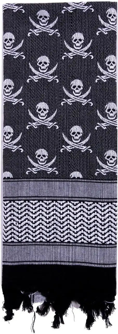 Rothco Skulls Shemagh Tactical Desert Keffiyeh Scarf White / Black / one Size