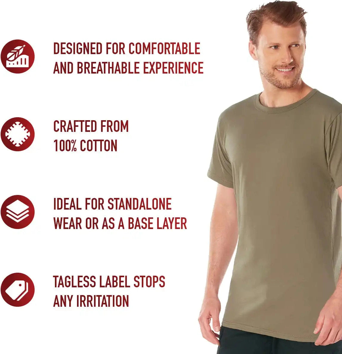 Rothco Solid Color 100% Cotton t Shirt
