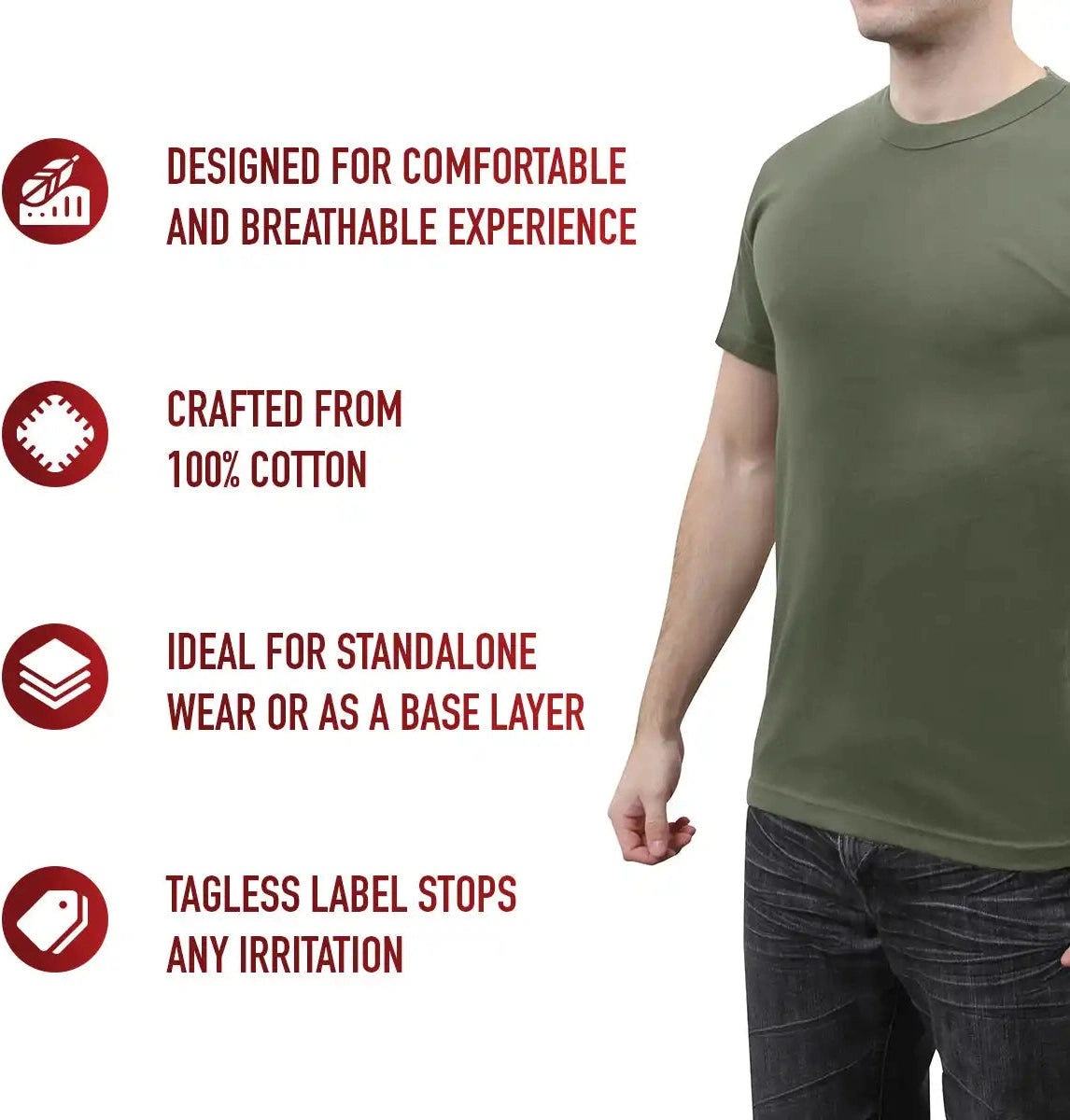 Rothco Solid Color 100% Cotton t Shirt
