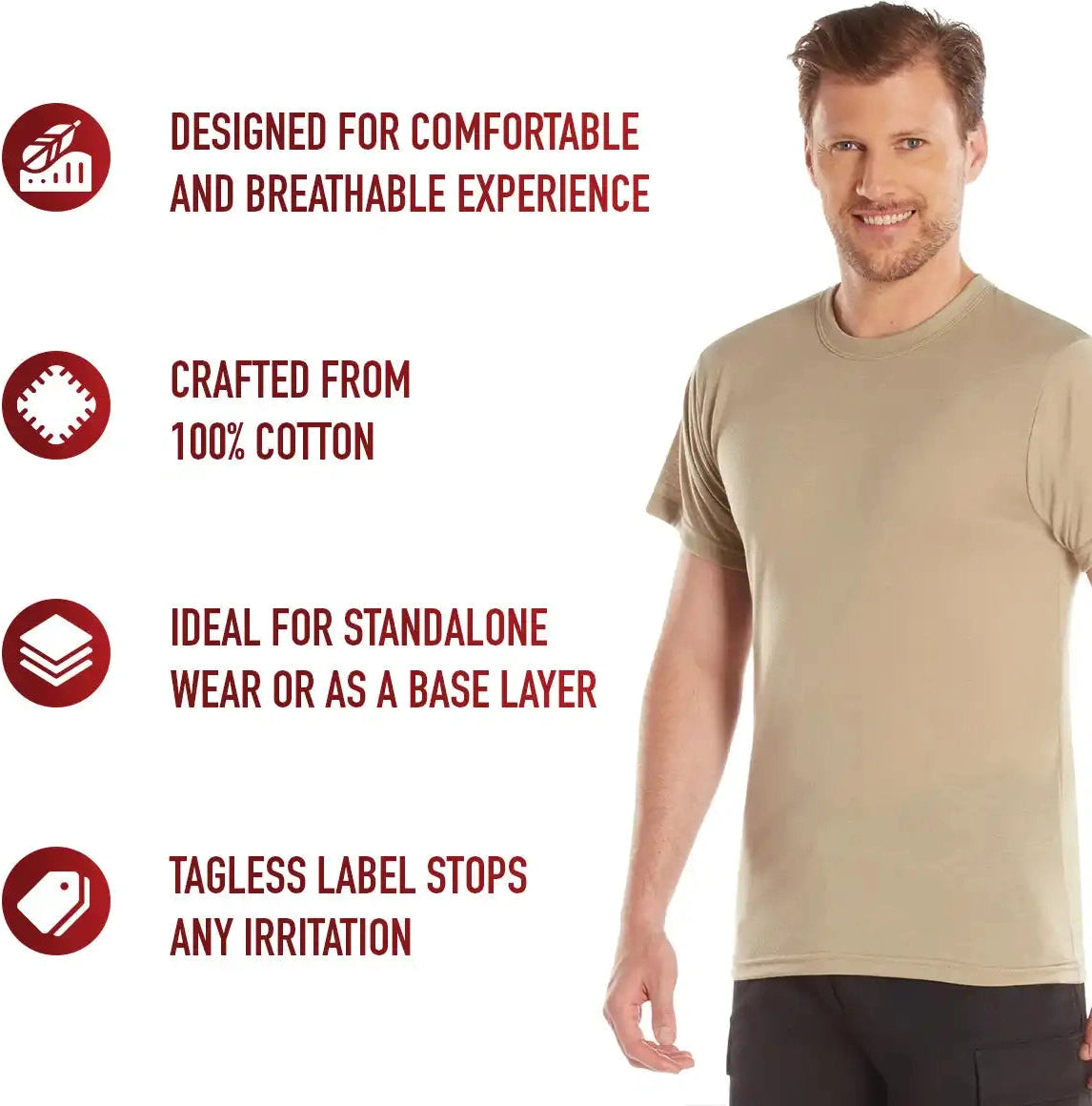 Rothco Solid Color 100% Cotton t Shirt
