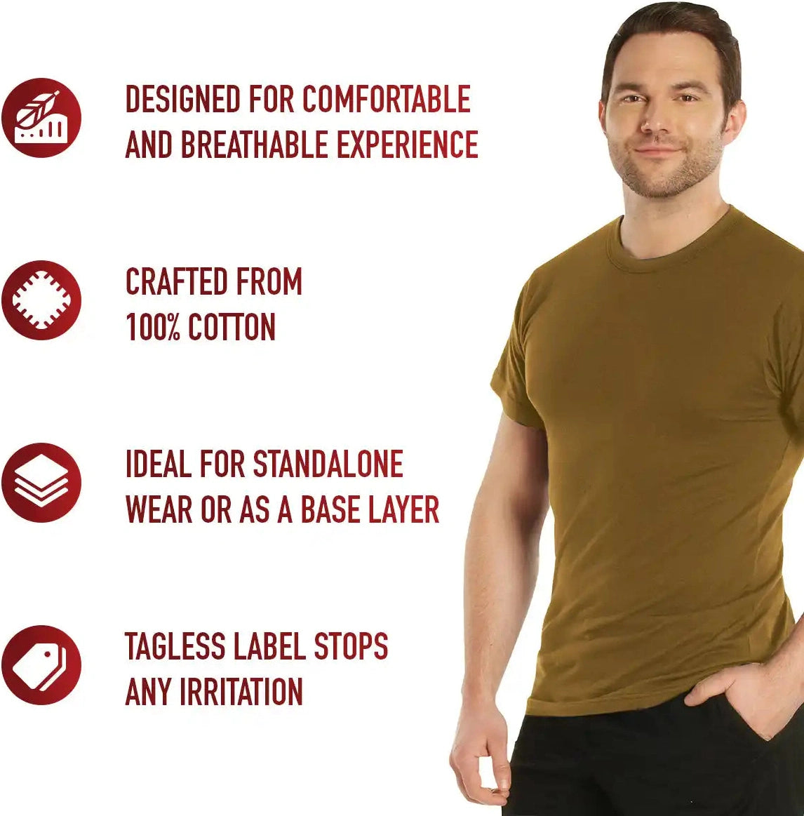 Rothco Solid Color 100% Cotton t Shirt