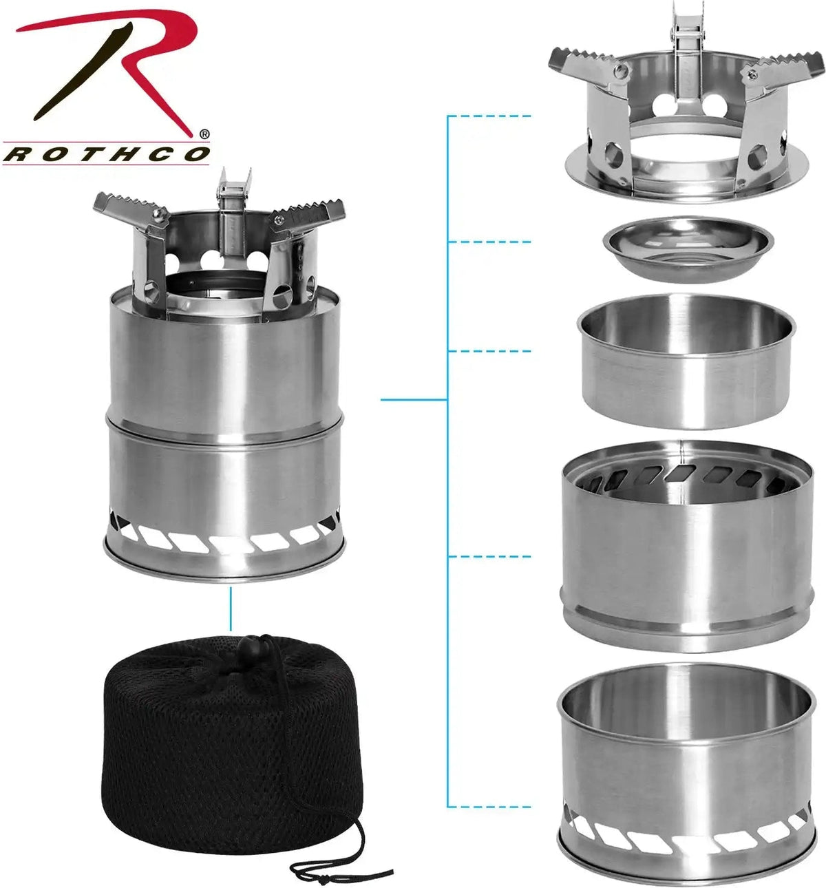 Rothco Stainless Steel Portable Camping / Backpacking Stove Silver / one Size