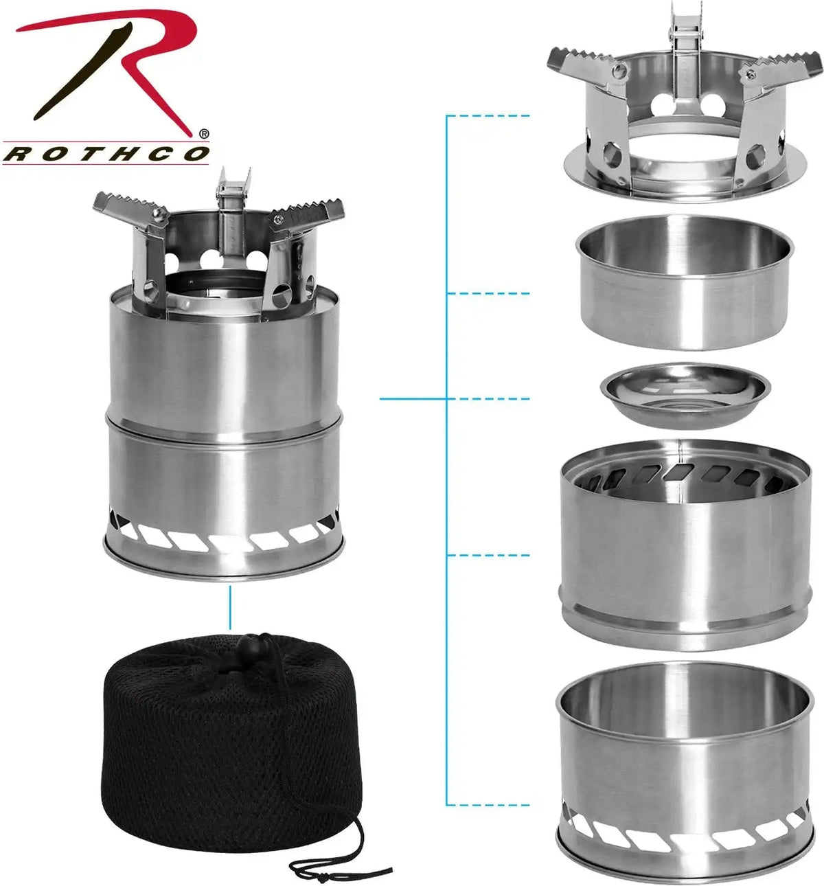 Rothco Stainless Steel Portable Camping / Backpacking Stove Silver / one Size