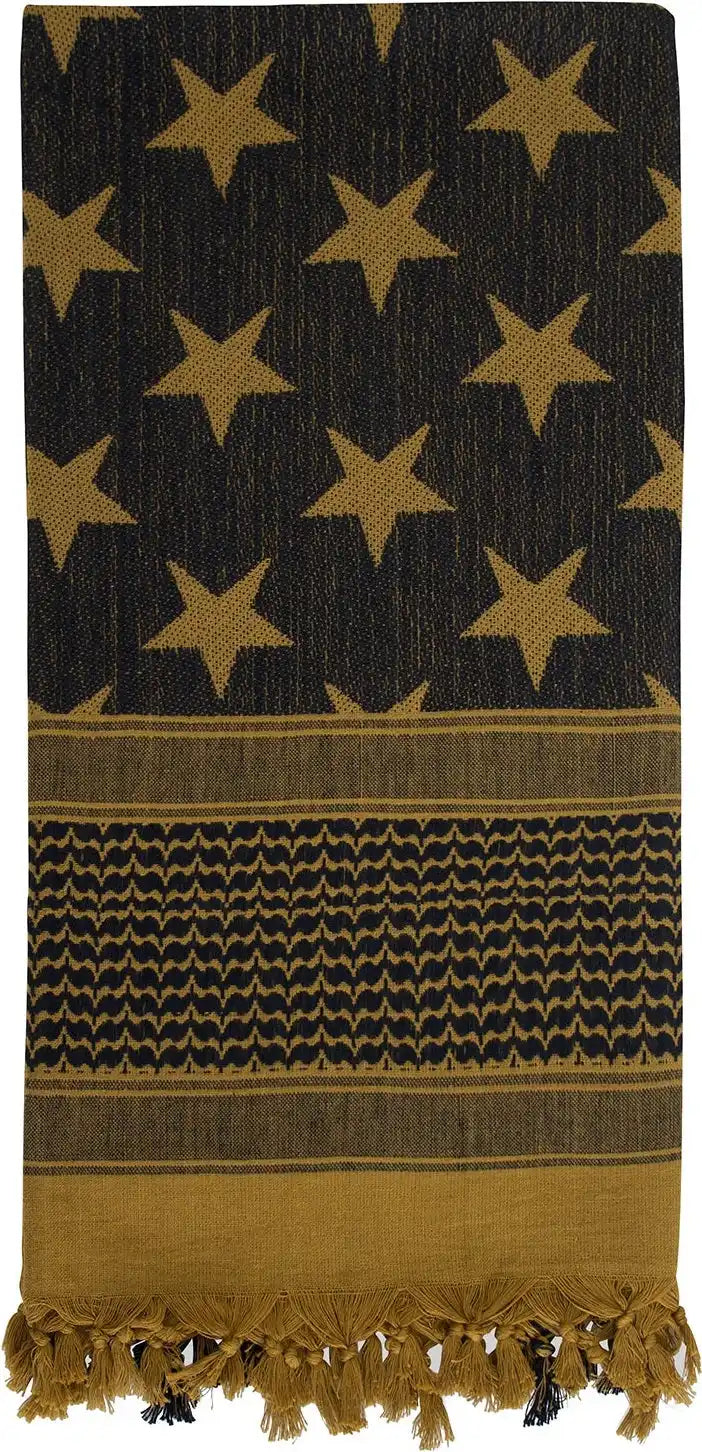 Rothco Stars and Stripes us Flag Shemagh Tactical Desert Keffiyeh Scarf Coyote Brown / one Size