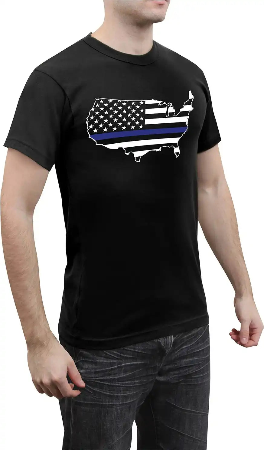 Rothco Thin Blue Line America Map t Shirt