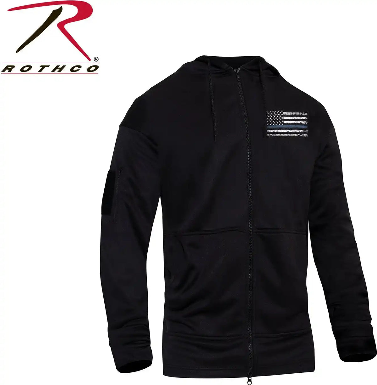Rothco Thin Blue Line Concealed Carry Zippered Hoodie - Black