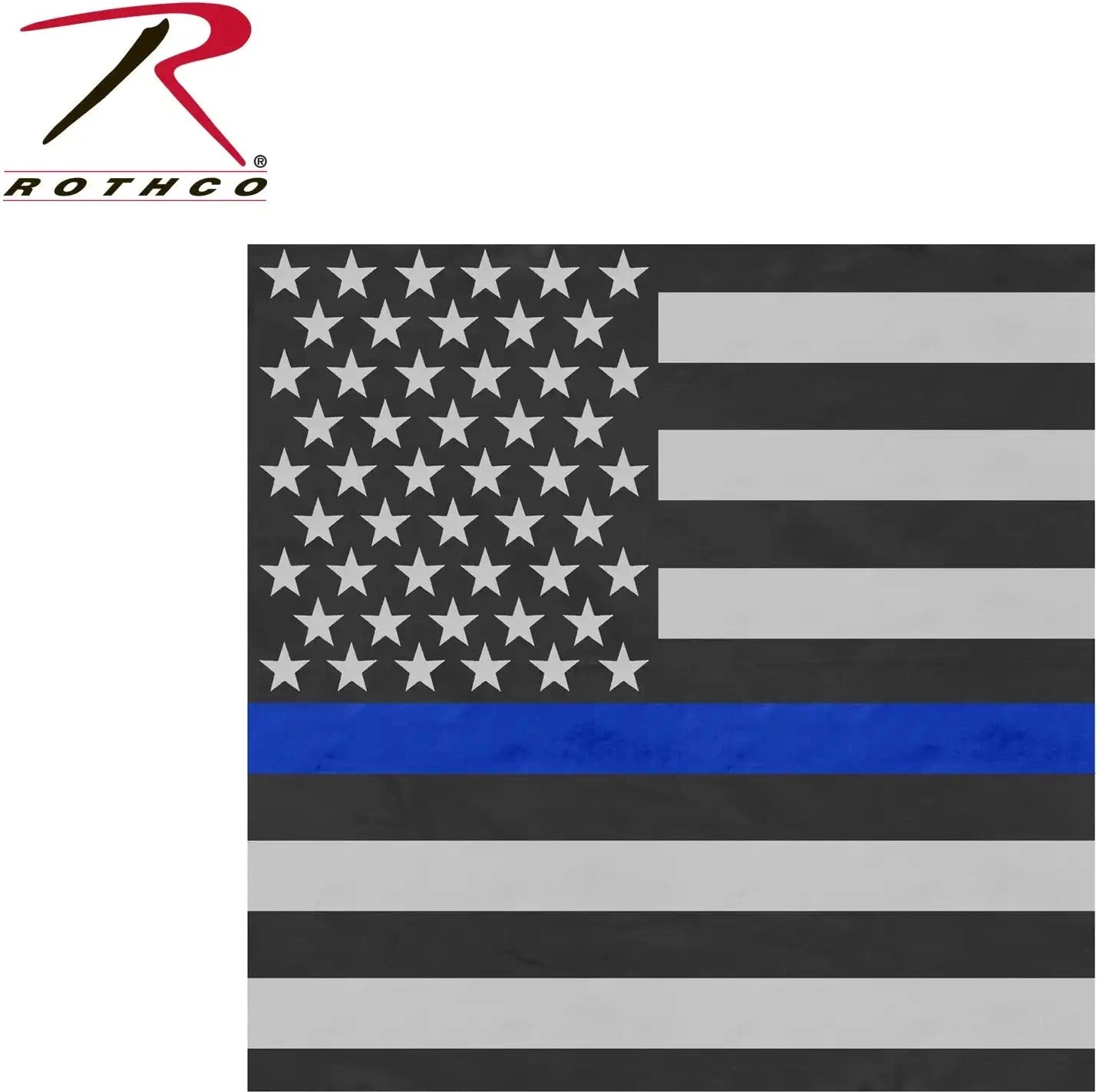 Rothco Thin Blue Line Flag Bandana - Subdued / 22 x Inches