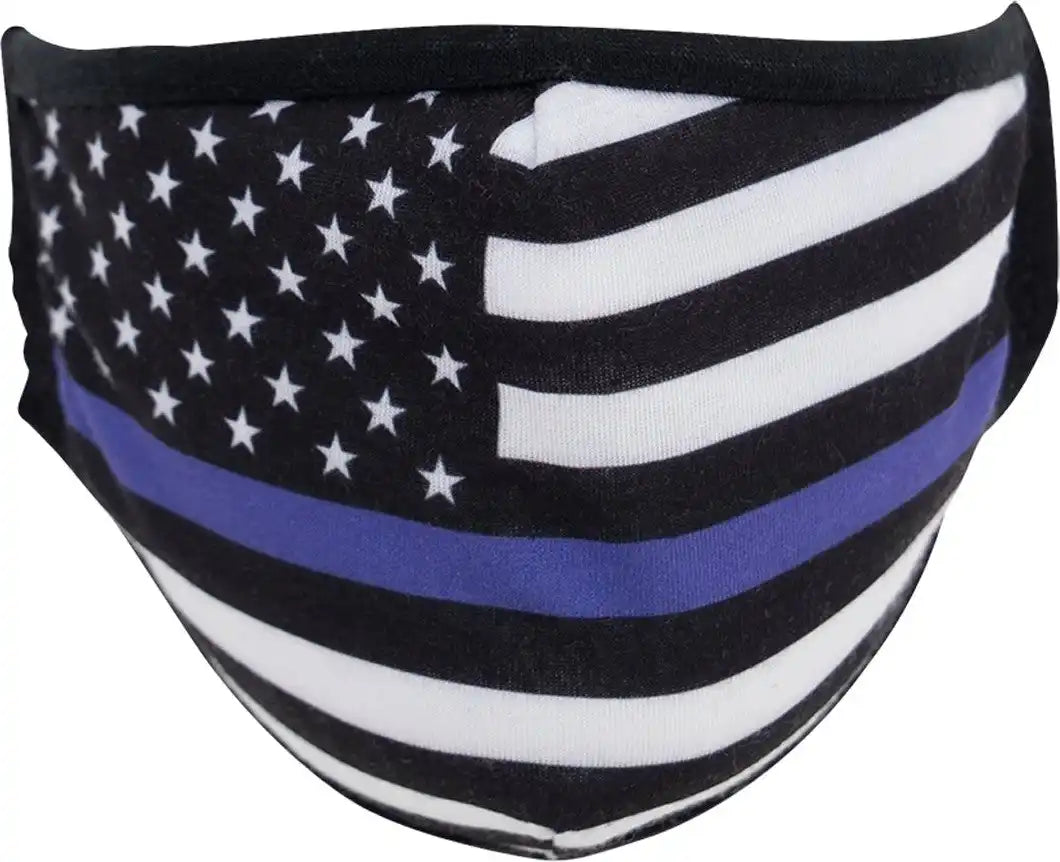 Rothco Thin Blue Line Flag Reusable 3 Layer Polyester Face Mask Black / l / Xl