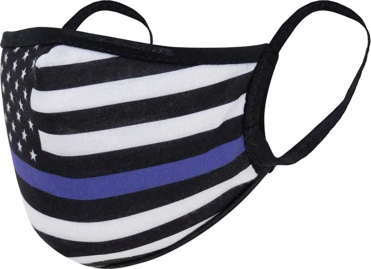 Rothco Thin Blue Line Flag Reusable 3 Layer Polyester Face Mask