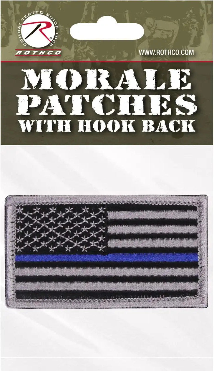 Rothco Thin Blue Line Police U.s. Flag Patch Hook Back Normal / Bulk Packaging