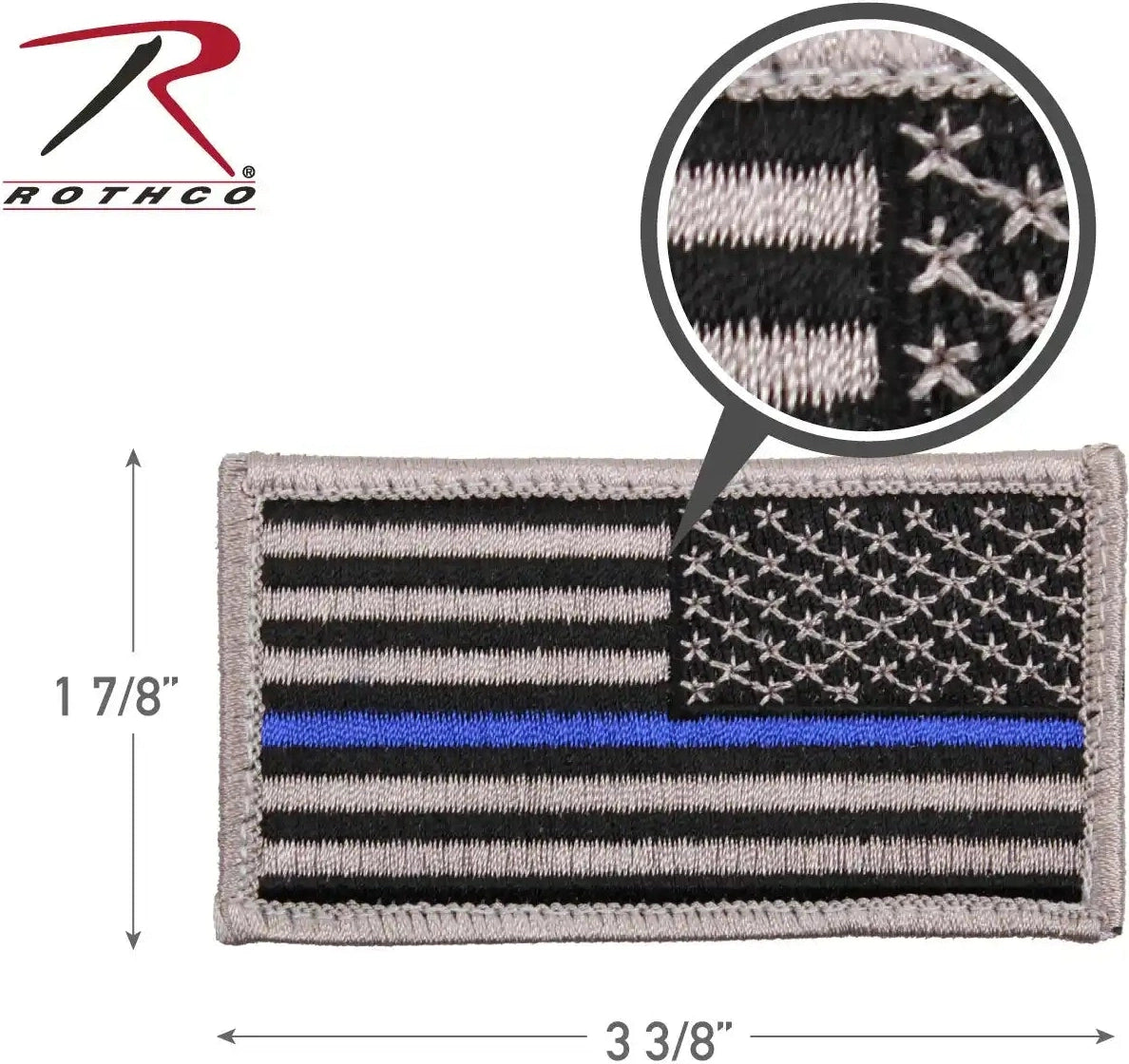 Rothco Thin Blue Line Police U.s. Flag Patch Hook Back Normal / Bulk Packaging