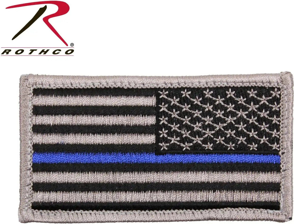 Rothco Thin Blue Line Police U.s. Flag Patch Hook Back Normal / Bulk Packaging