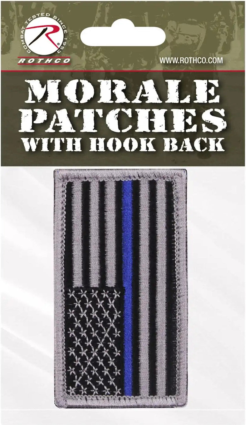Rothco Thin Blue Line Police U.s. Flag Patch Hook Back Normal / Bulk Packaging