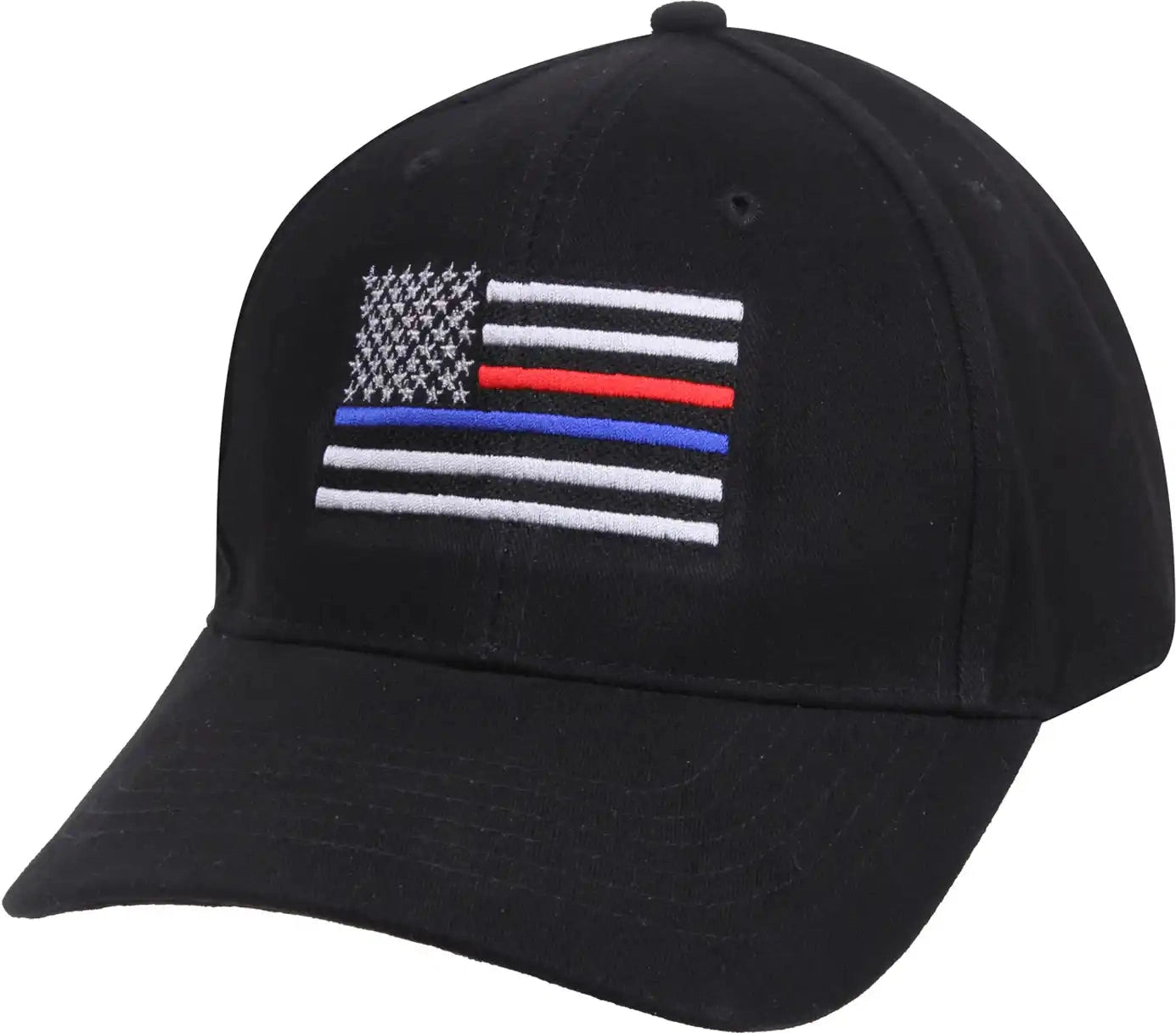 Rothco Thin Blue Line & Red Low Profile Flag Cap Black