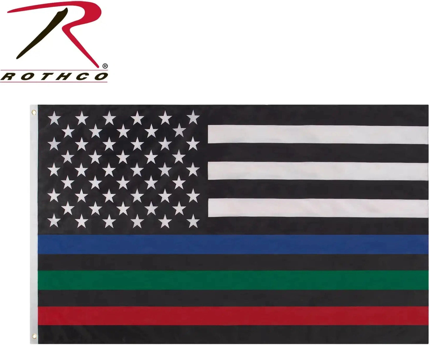 Rothco Thin Red Blue and Green Line us Flag 3’ x 5’