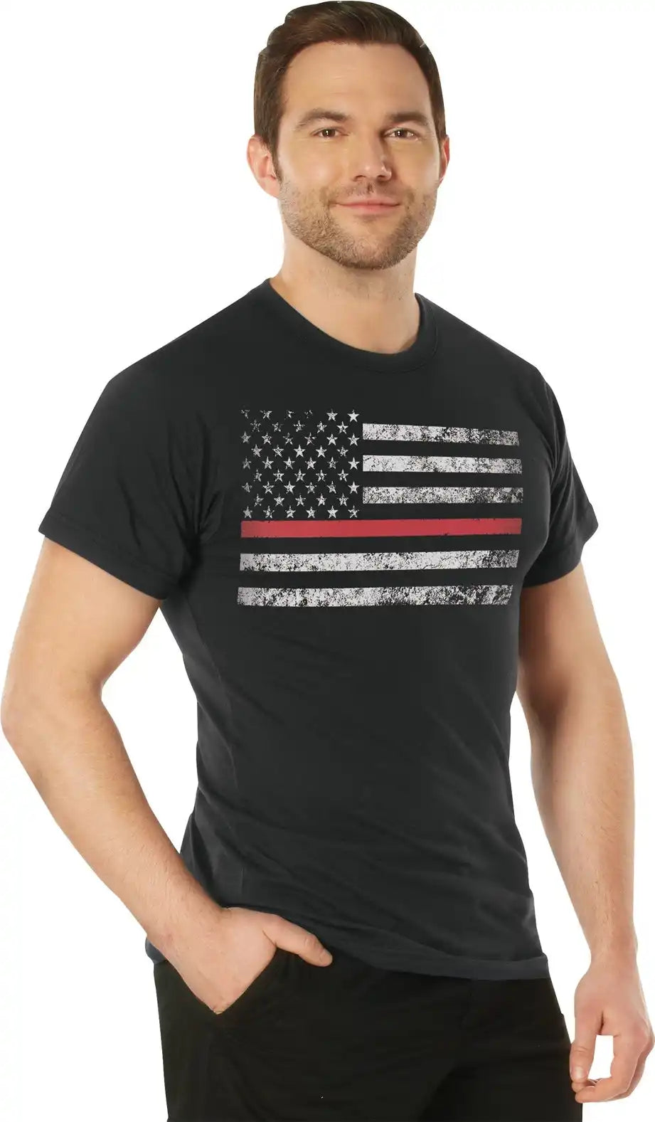 Rothco Thin Red Line Flag t Shirt Black / s